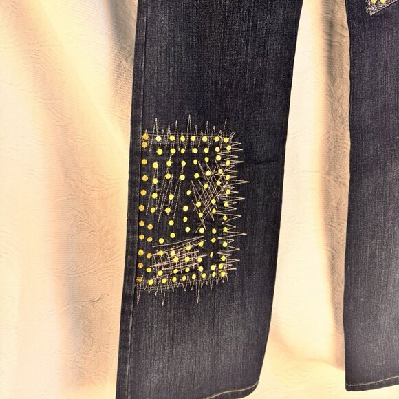 Misswan Womens Denim Jeans Embroidered Sequins Vintage Y2K US 11 - Picture 10 of 16